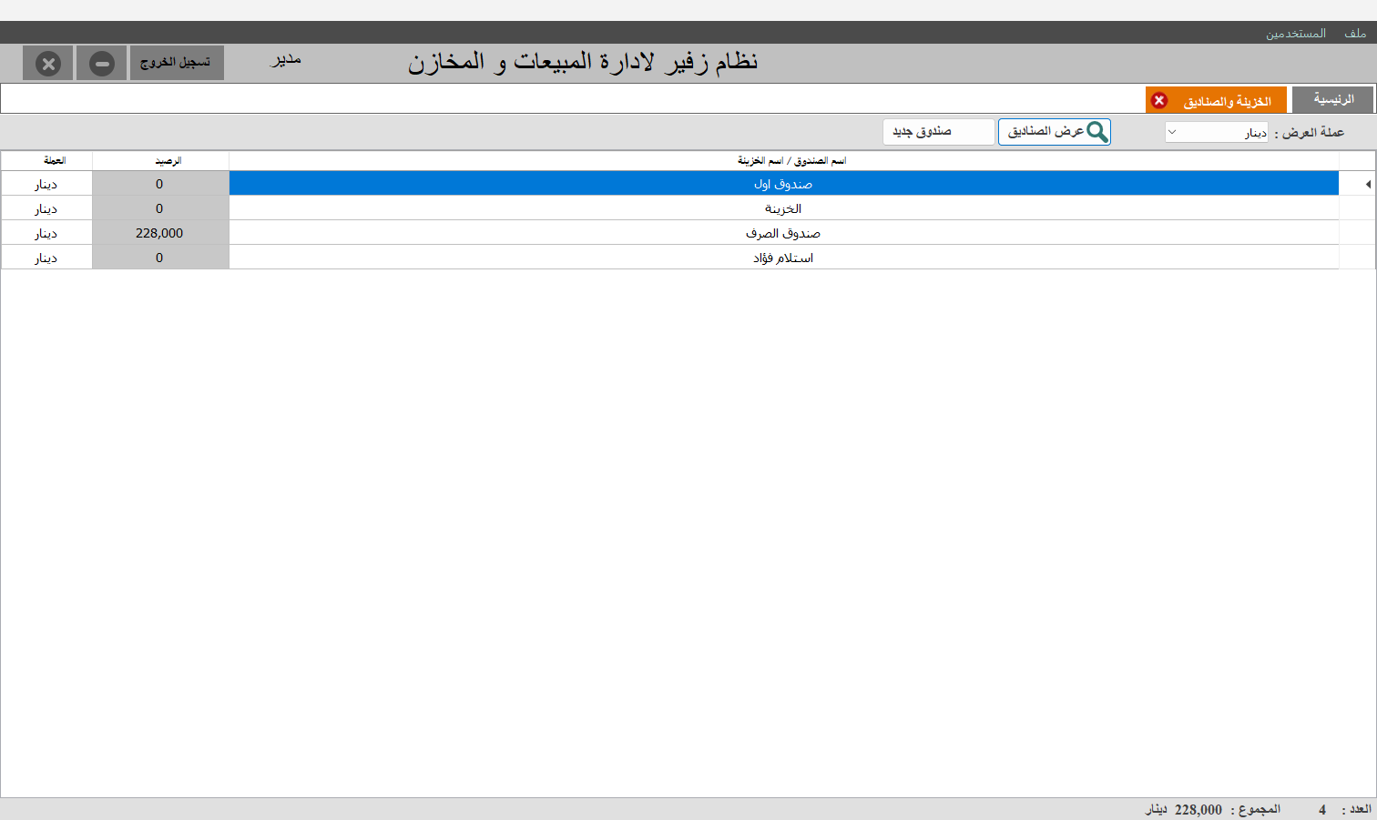 الخزينة والصناديق